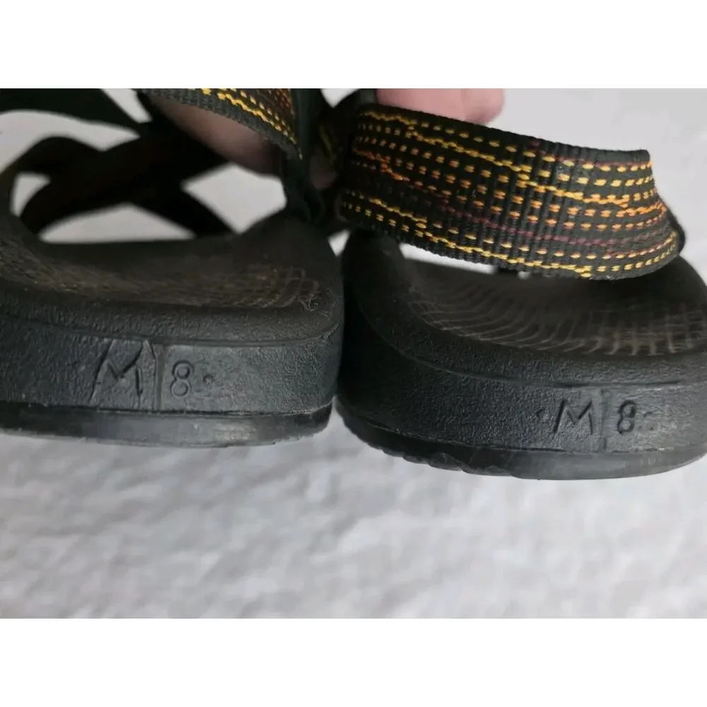 Chaco Z Cloud Men's Size 8 Black w/ Orange Yellow Rust Sandals